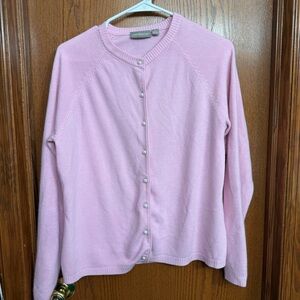 NWOT.  Croft & Barrow Soft Pink Pearl Like Button-Up Cardigan
